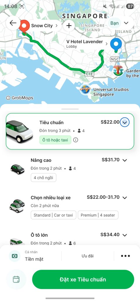 Di chuyển Grab tùy theo khung giờ sẽ đắt rẻ khác nhau, nhưng cơ bản vẫn là khá chát